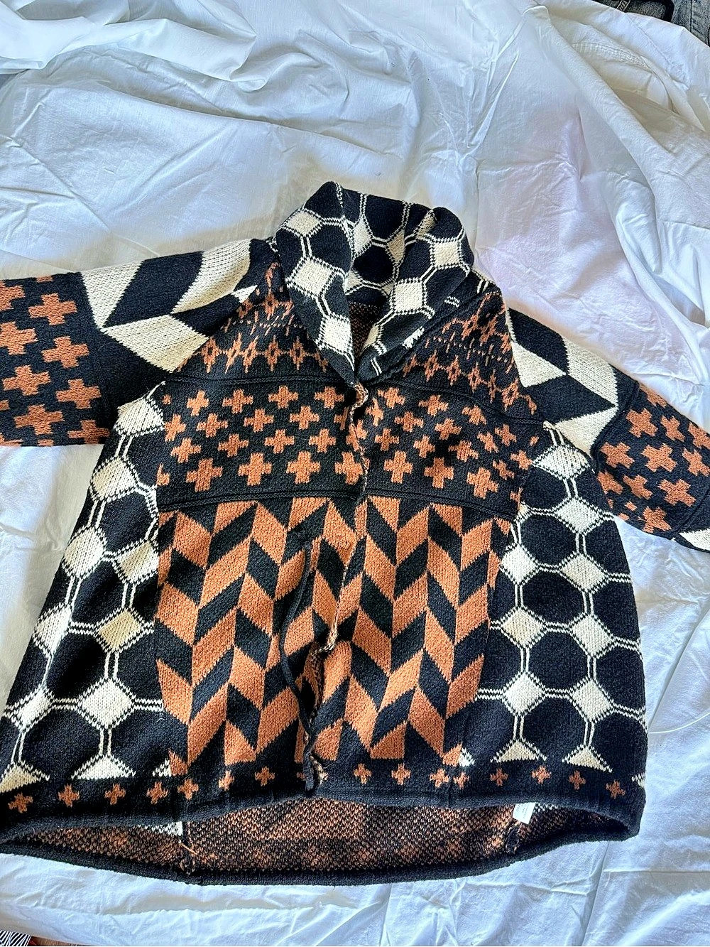 Geometric Sweater in Black & Orange